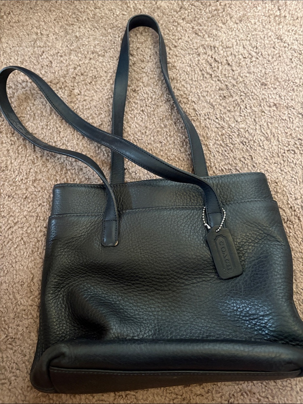 Coach Black Pebbled Leather Shoulder Tote